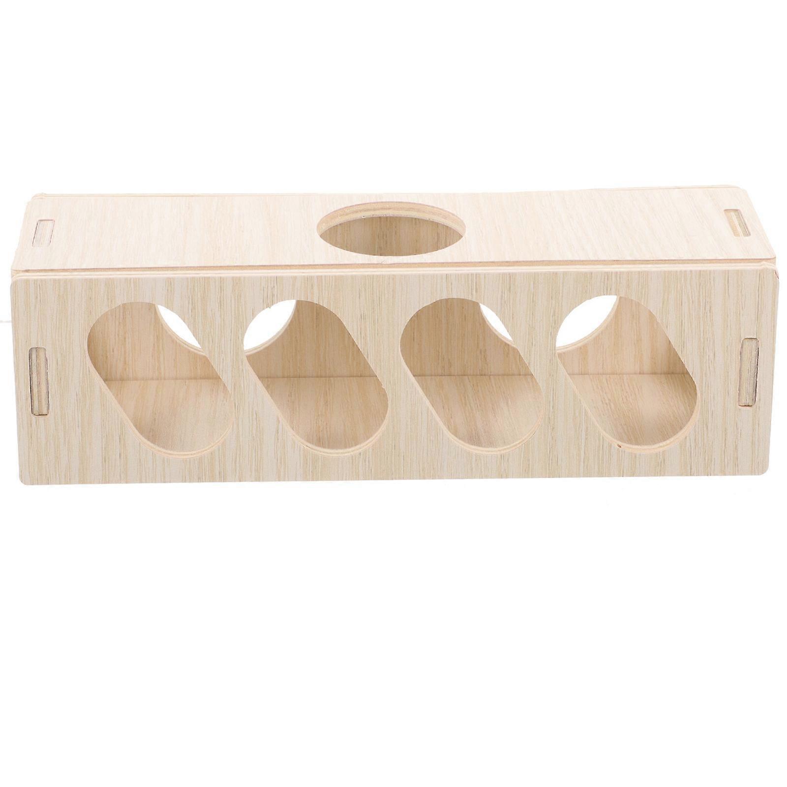 Beige Wooden Guinea Pig Hideout Tunnel Toy for Decoration Safe and Durable Small Pet Accessory