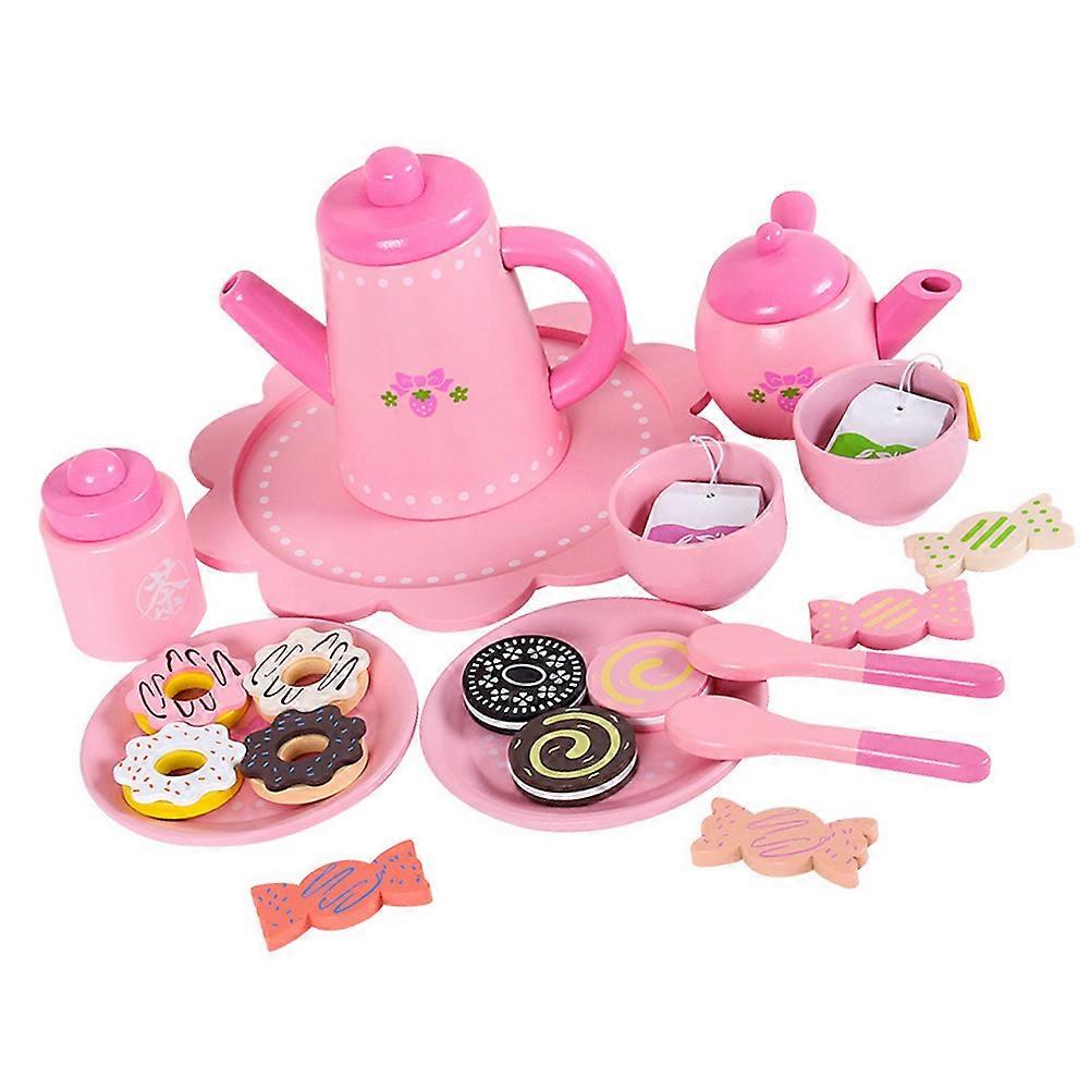 Simulation Tea Set Fun Kitchenware for Boys Educational Role Play Cooking Plaything Pink Cake Dessert Tableware for Skill Development