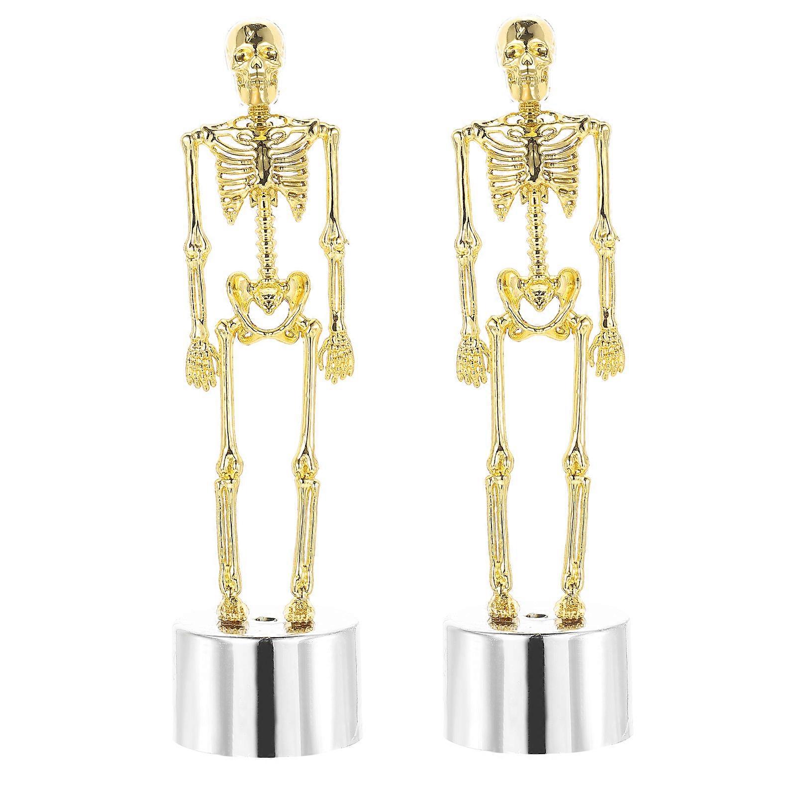 Halloween Skeleton Lamp Decor 2Pcs Luminous Indoor Decorations For Children 18CM Golden Skeleton Shape Night Light