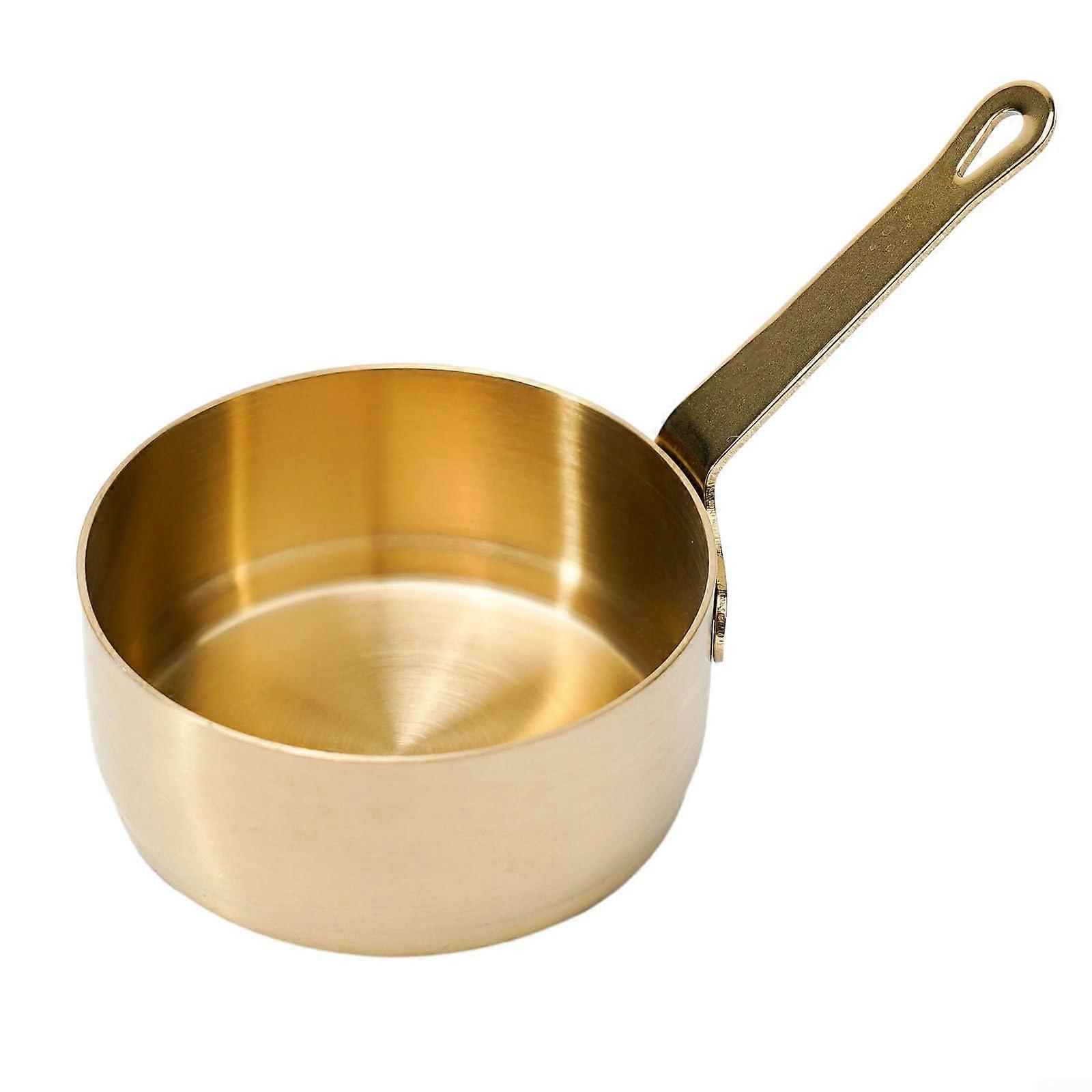 Mini Sauce Pan Stainless Steel Milk Pan Non Stick Small Saucepan 100ml Capacity Smooth Edges Easy to Clean (Gold (100ml) Gold(100ML)