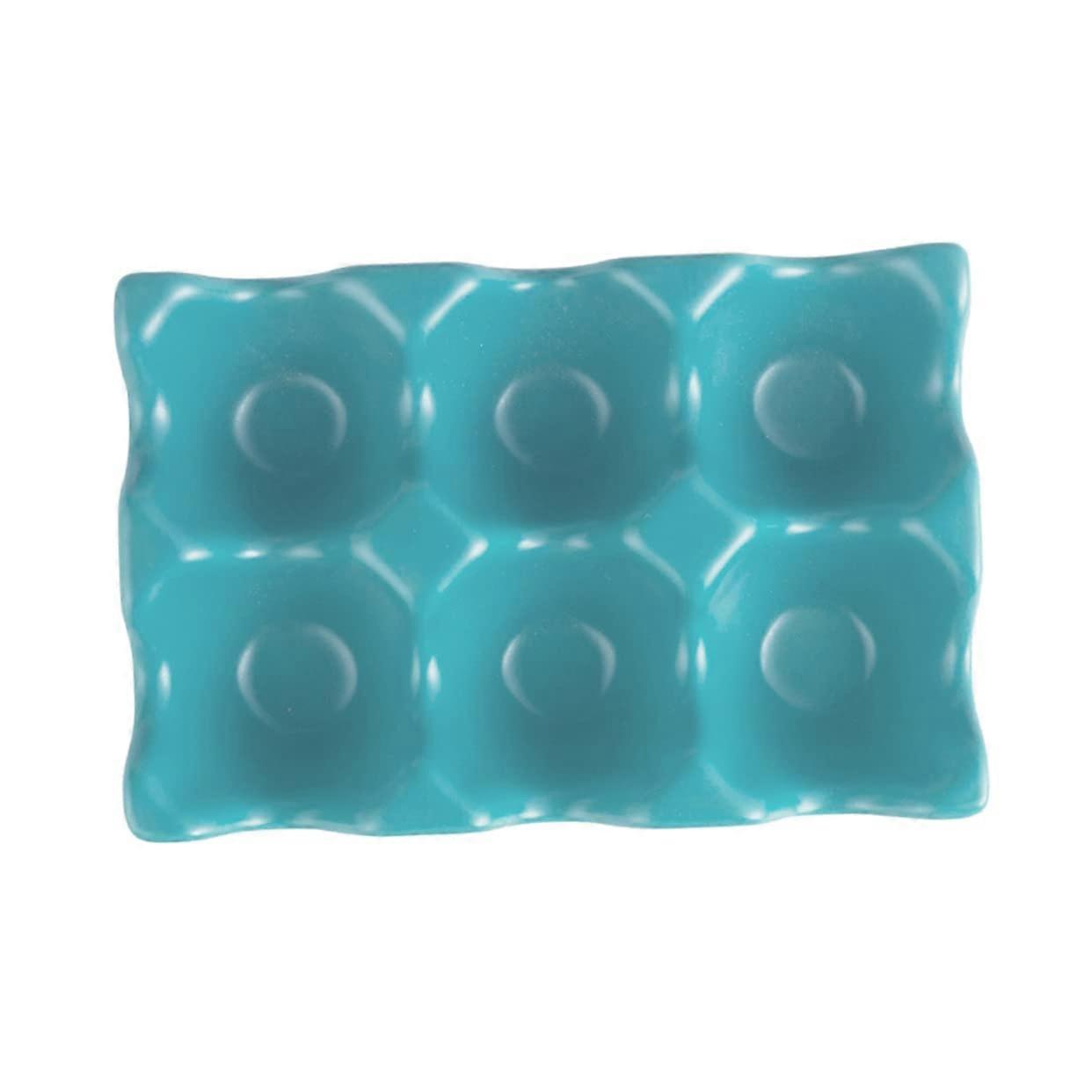 Storage Crockery 6 Grid Ceramic Tray For The Kitchen Sky Blue