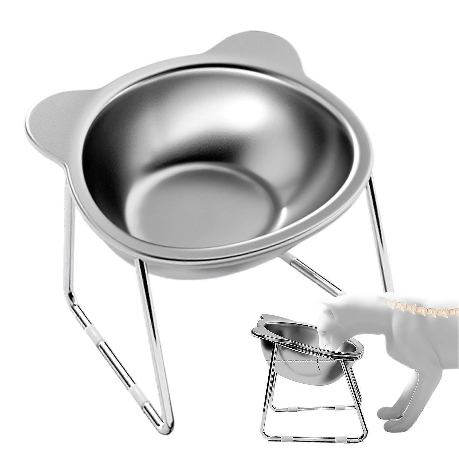 Cat Elevation Stand – 15-Degree Incline, Stainless Steel 304, Anti-Tip Design for Medium to Large Cats and Kittens, 14.5 x 12.5 x 11 cm