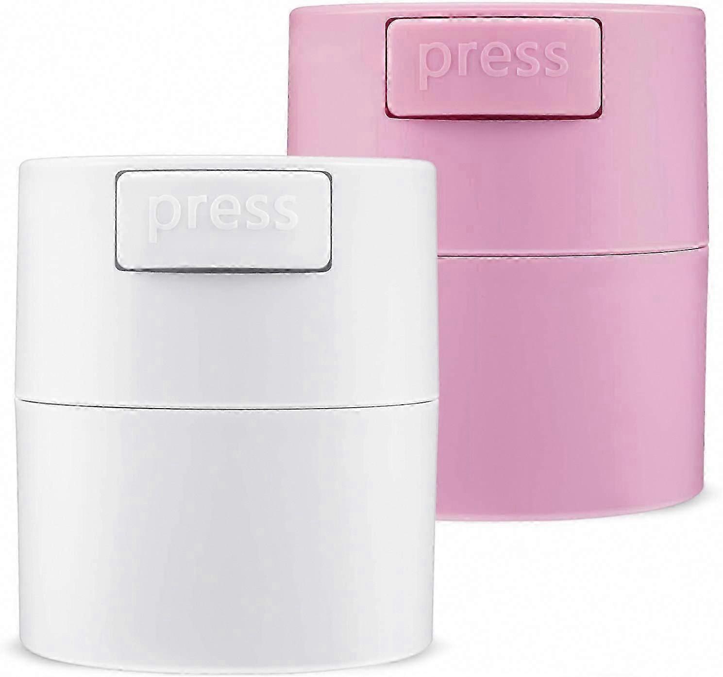 2pcs Eyelash Extension Glue Container Lash Glue Storage Jar Vacuum Seal Portable Cosmetic Leak-proof Glue Tank,Pink and White