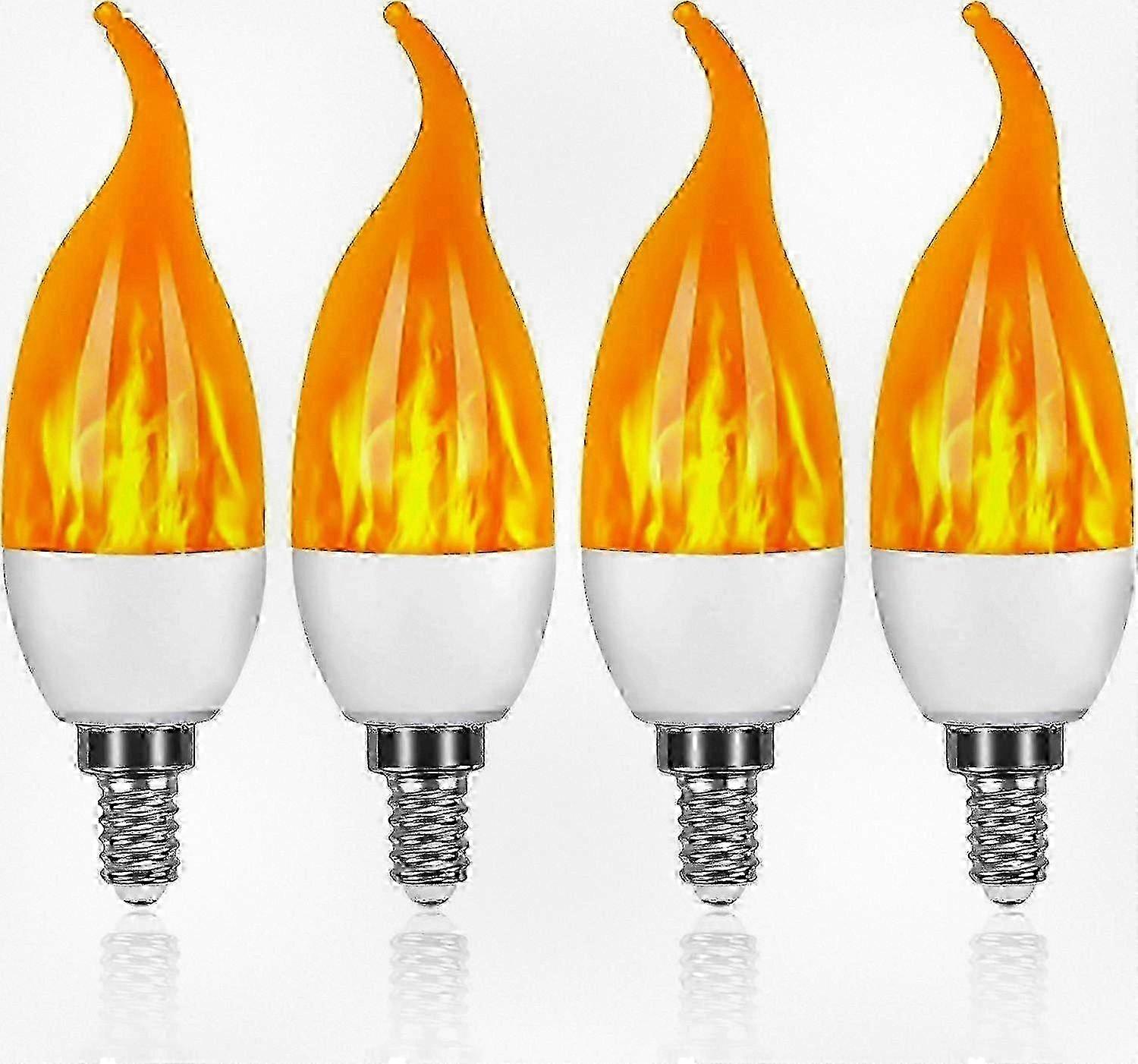Pack of 4 Decorative LED Bulbs with Flame Effect 3W 3 Lighting Modes E14 Base Edition 0801