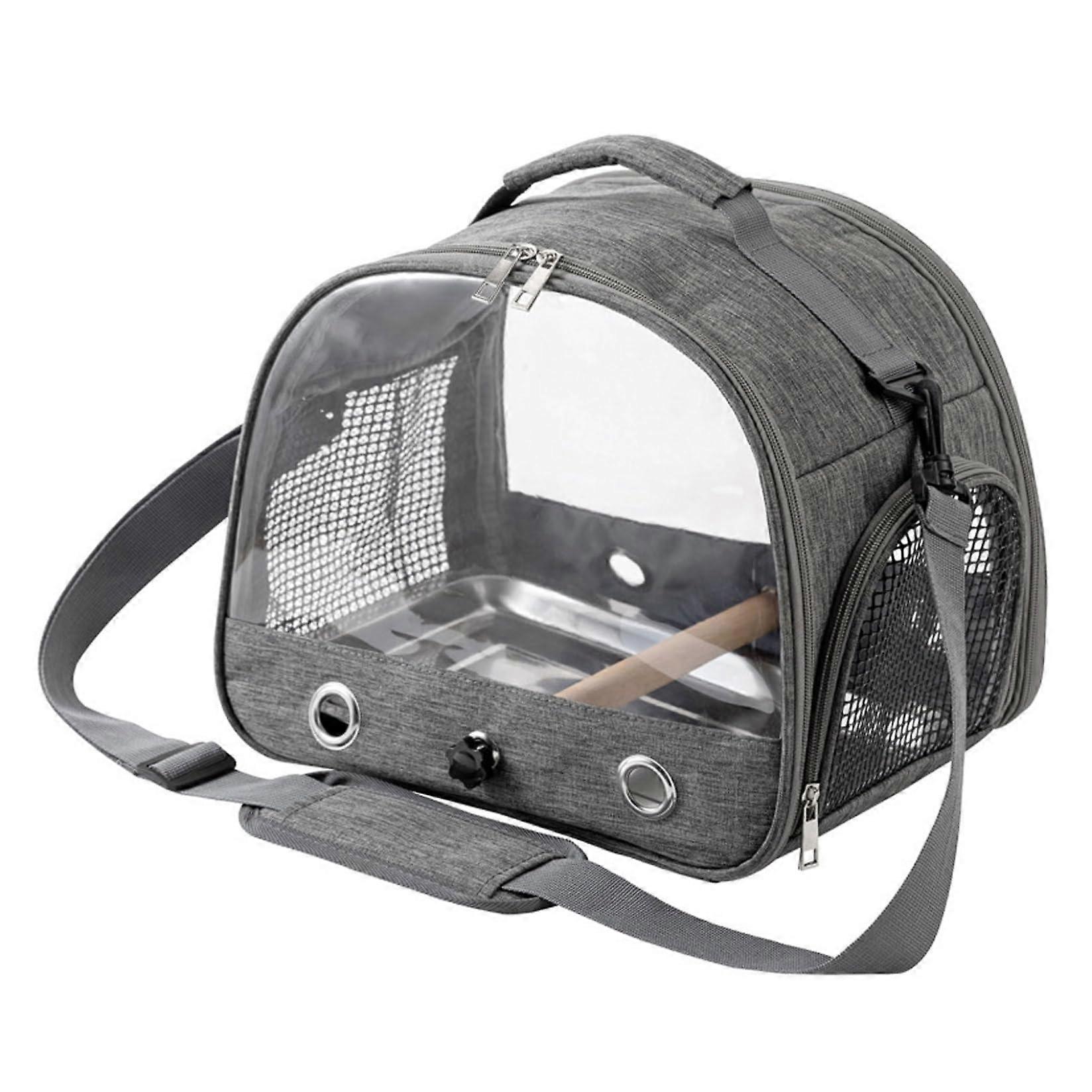Transparent Bird Travel Carrier, Foldable, Breathable with Standing Pole for Small Pets