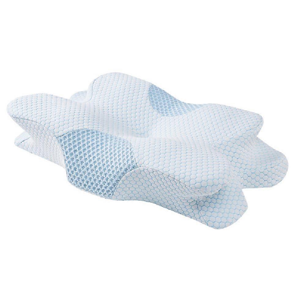 Neck Pillow Memory Foam Hollow Design Orthopaedic Ergonomic Contour Bed Pillow Removable Machine Washable Cover Blue