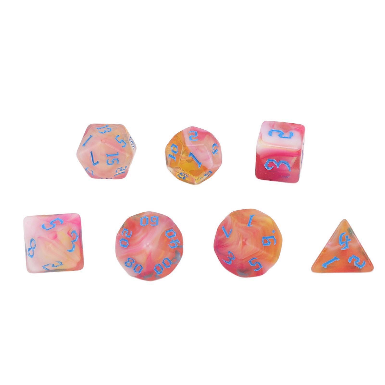 Multi-Colored 7-Piece Acrylic Polyhedral Dice Set for Tabletop RPGs
