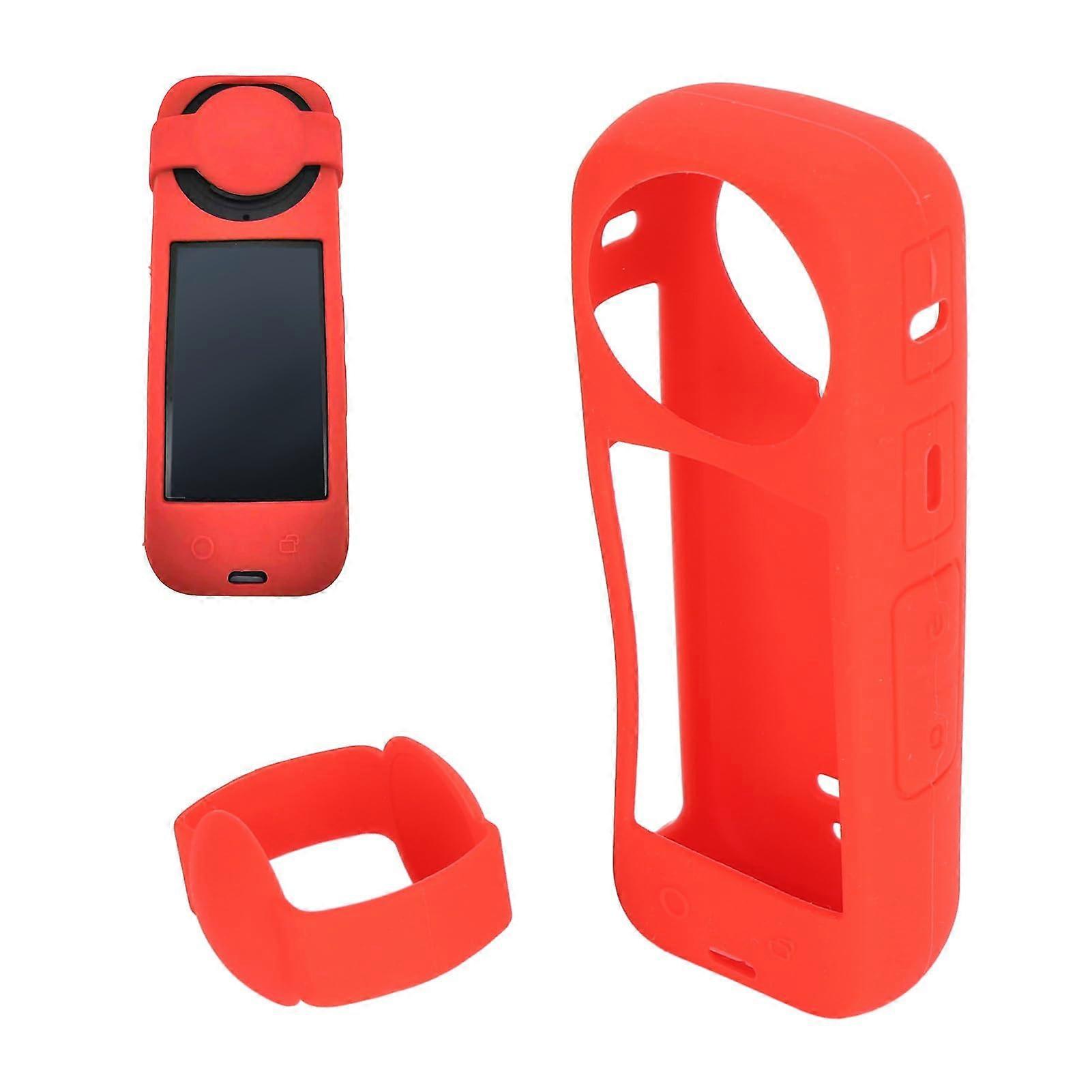 Camera Cage for Camera X4 with Silicone Lens Cover, Protective Case Set, Red, Complete Protection Action Camera Accessory
