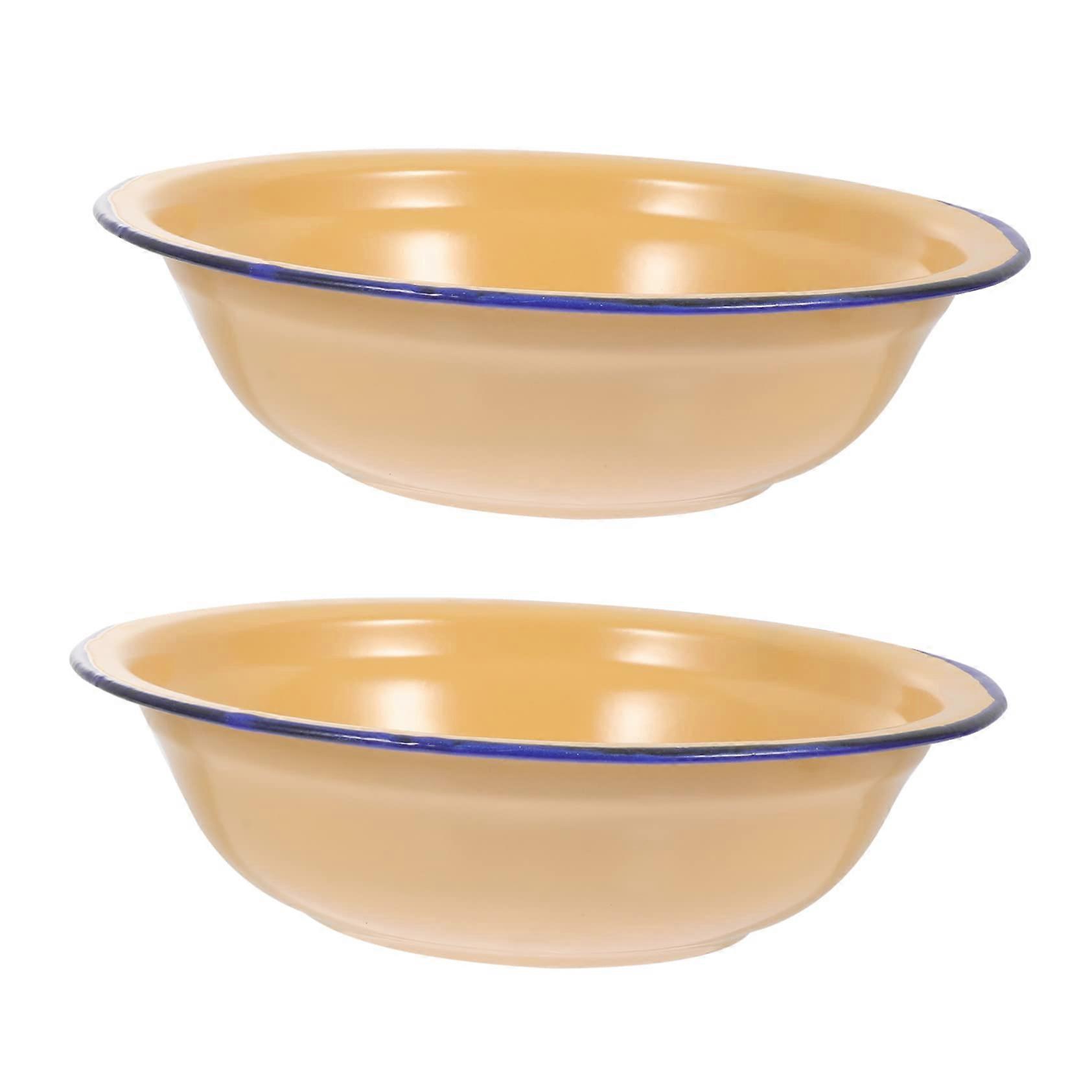 Enamel Soup Bowls Set, Nostalgic Crockery, Spatula Cutlery, 16X16X4.5CM