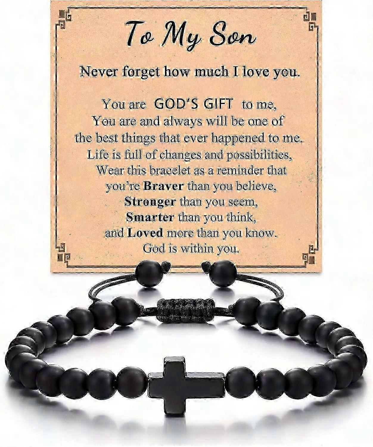 Mens Religious Jewelry Christian Cross Bracelet Stainless Steel Gift for Husband Boyfriend Son Brother Grandson Easter Christmas Birthday