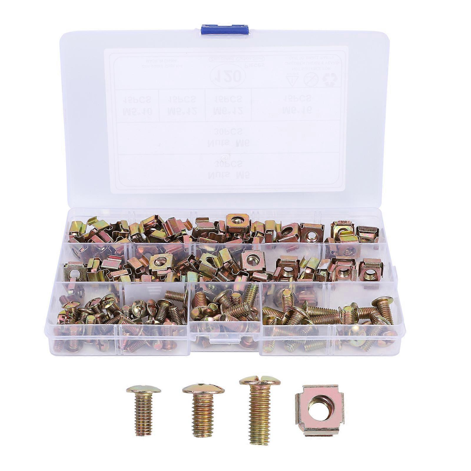 Rack Mount Cage Nuts Screws 120Pcs Box Ideal For High Humidity Areas 17.6X10.2Cm Quick