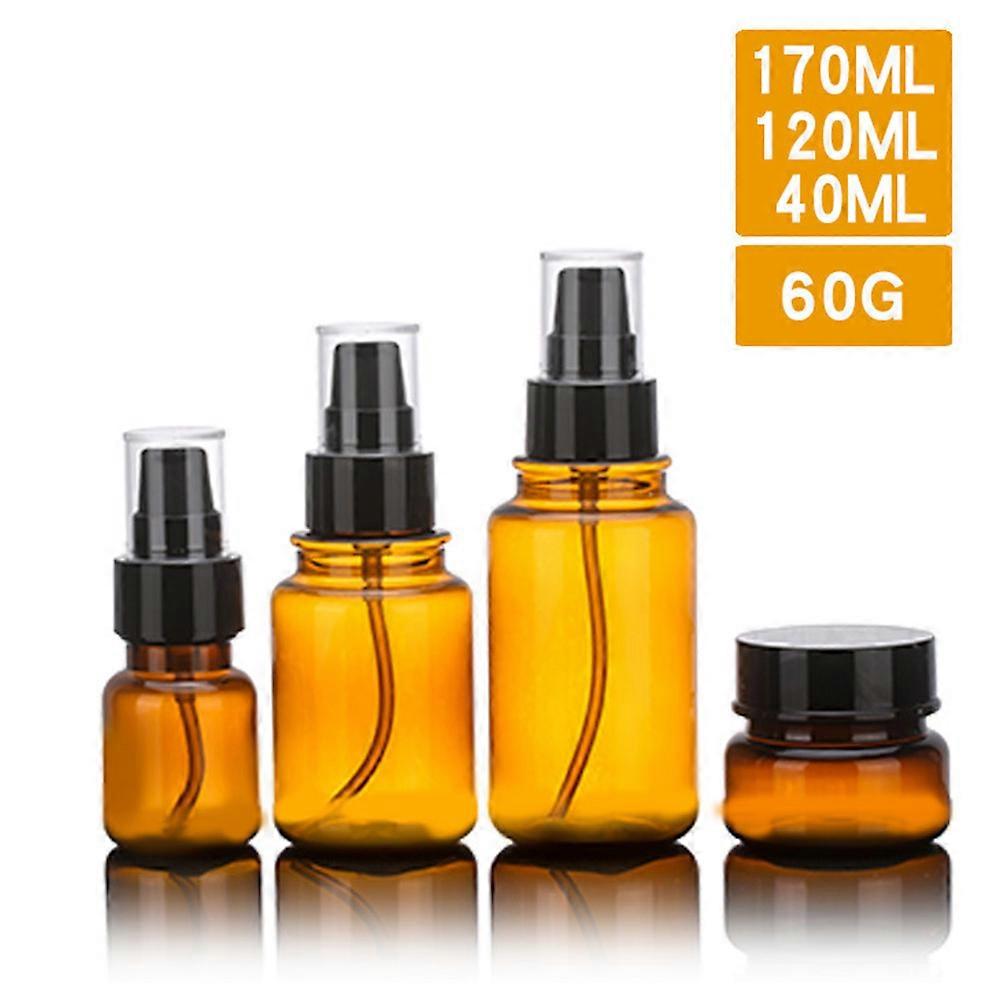 4Pcs Portable Transparent Brown Plastic Lotion Dispenser Bottles for Shampoo and Enjoyable for Travel and Household Users