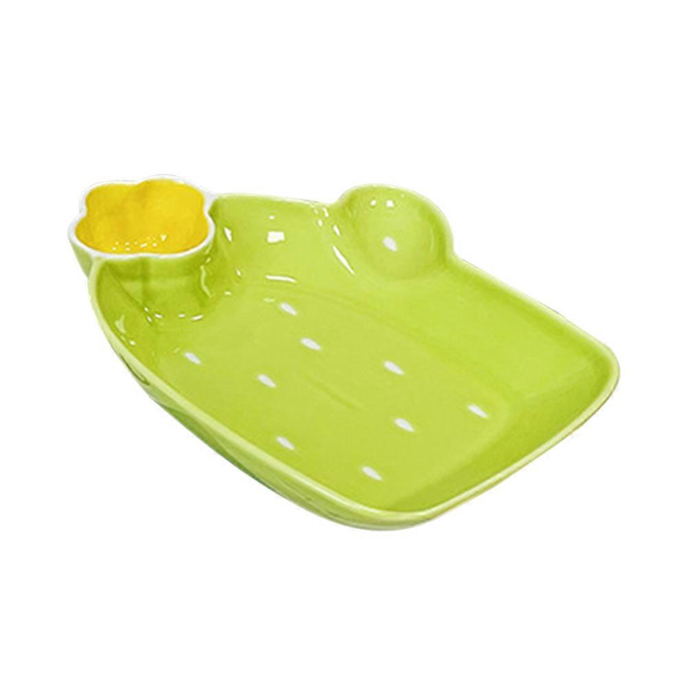 Sushi Plates with Sauce Compartment Cactus Shape Serving Plate for General Users Easy to Clean 1Pcs