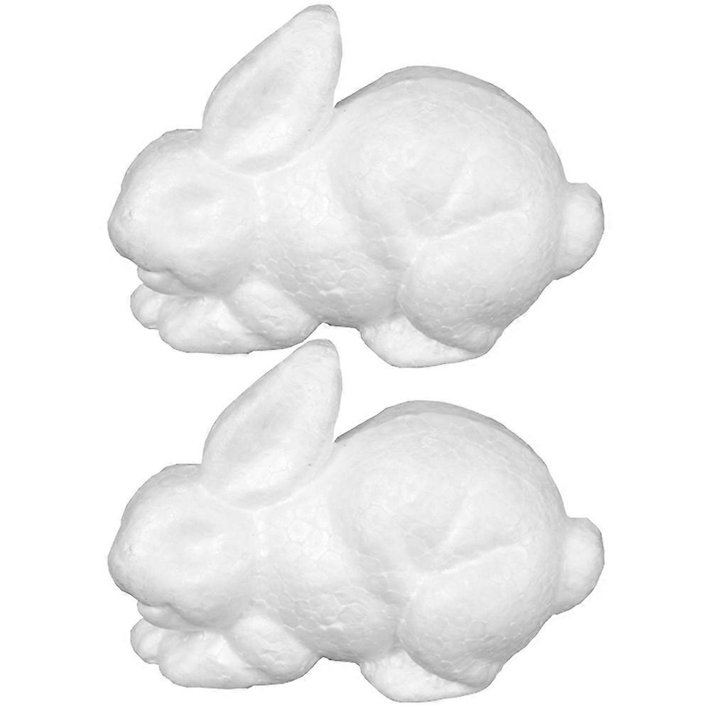 Adorable White Bunny Ornaments for Decor Made of Foam Easy to Paint and Draw 2Pcs