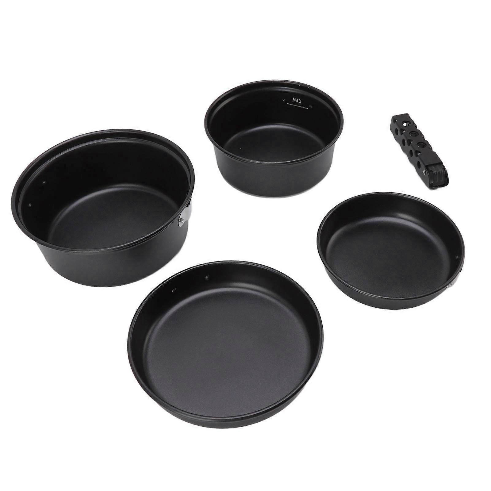 Camping Cookware Set Aluminum Alloy Non-Stick 4-Piece for 3-4 People