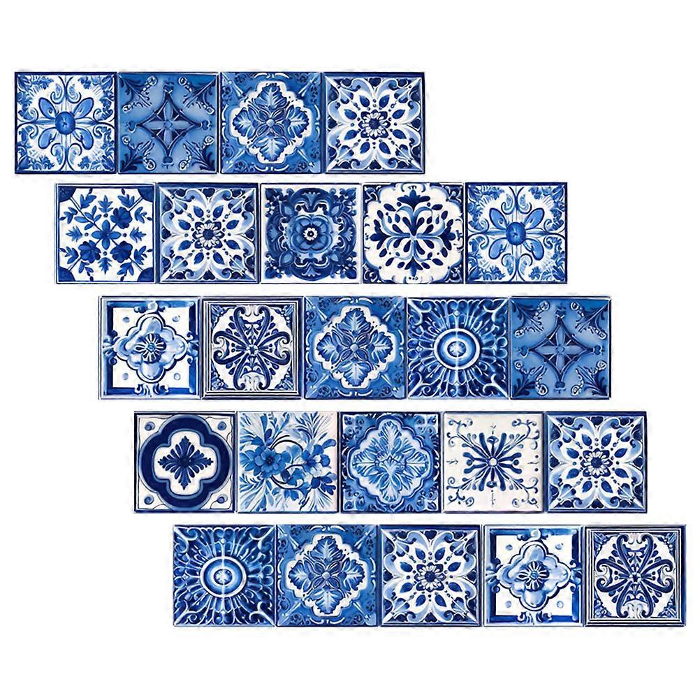 Floor Tile Sticker Splashproof Design for Bathroom 24Pcs PVC Assorted Color