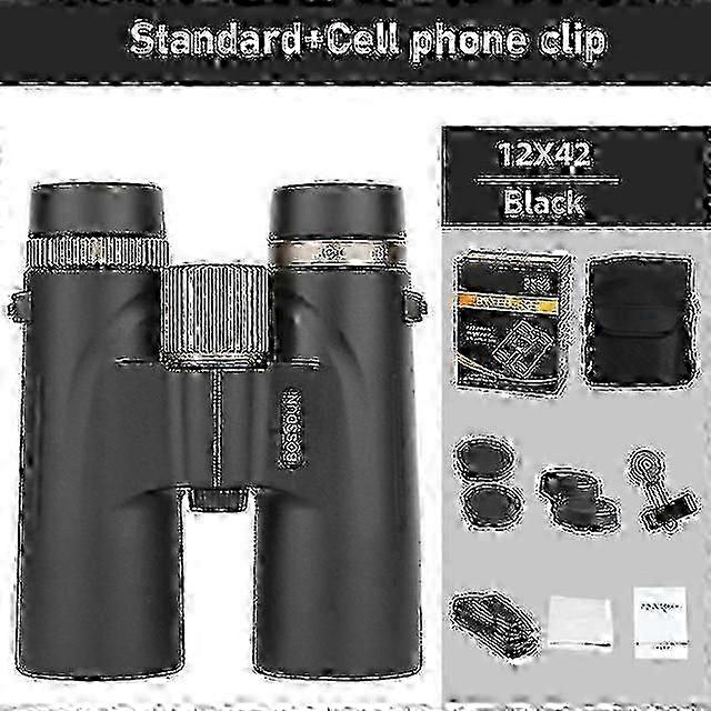 Powerful 12x42 Binoculars with HD Telescope and BAK4 Prism for Long Range - Waterproof for Hunting & Outdoor Use. ED Lens & Compatible for all Brands