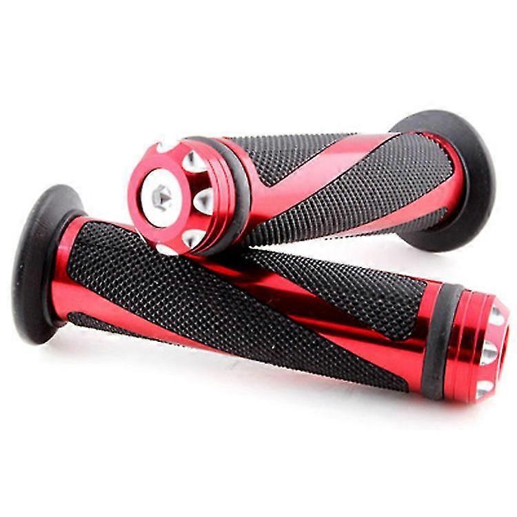 Motorcycle Handle Grips - Comfortable Rubber Grips (Red, 1 Pair)