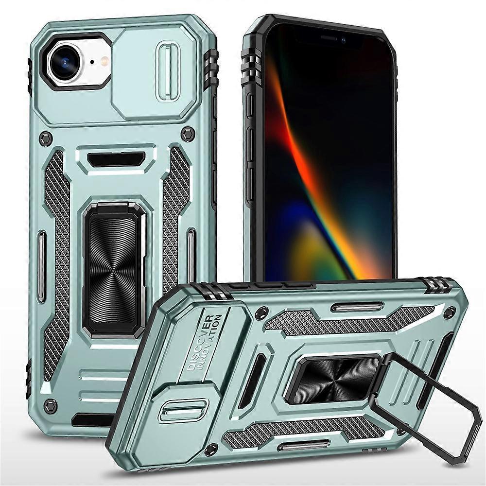 Compatible For iPhone 16e Case Kickstand Slide Lens Lid PC + TPU Drop