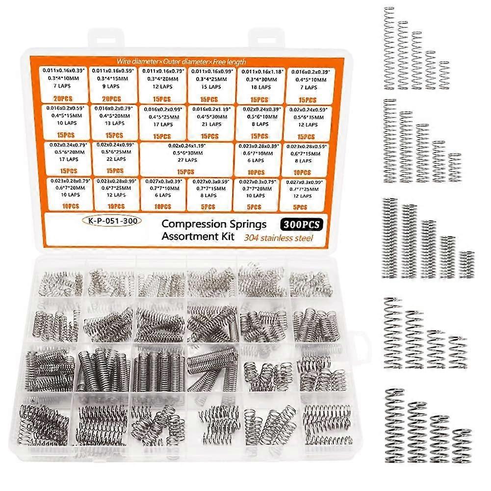 300 Pcs Compression Springs Assortment Kit with 23 Sizes for Home Repairs, Mechanical Projects, and DIY Applications