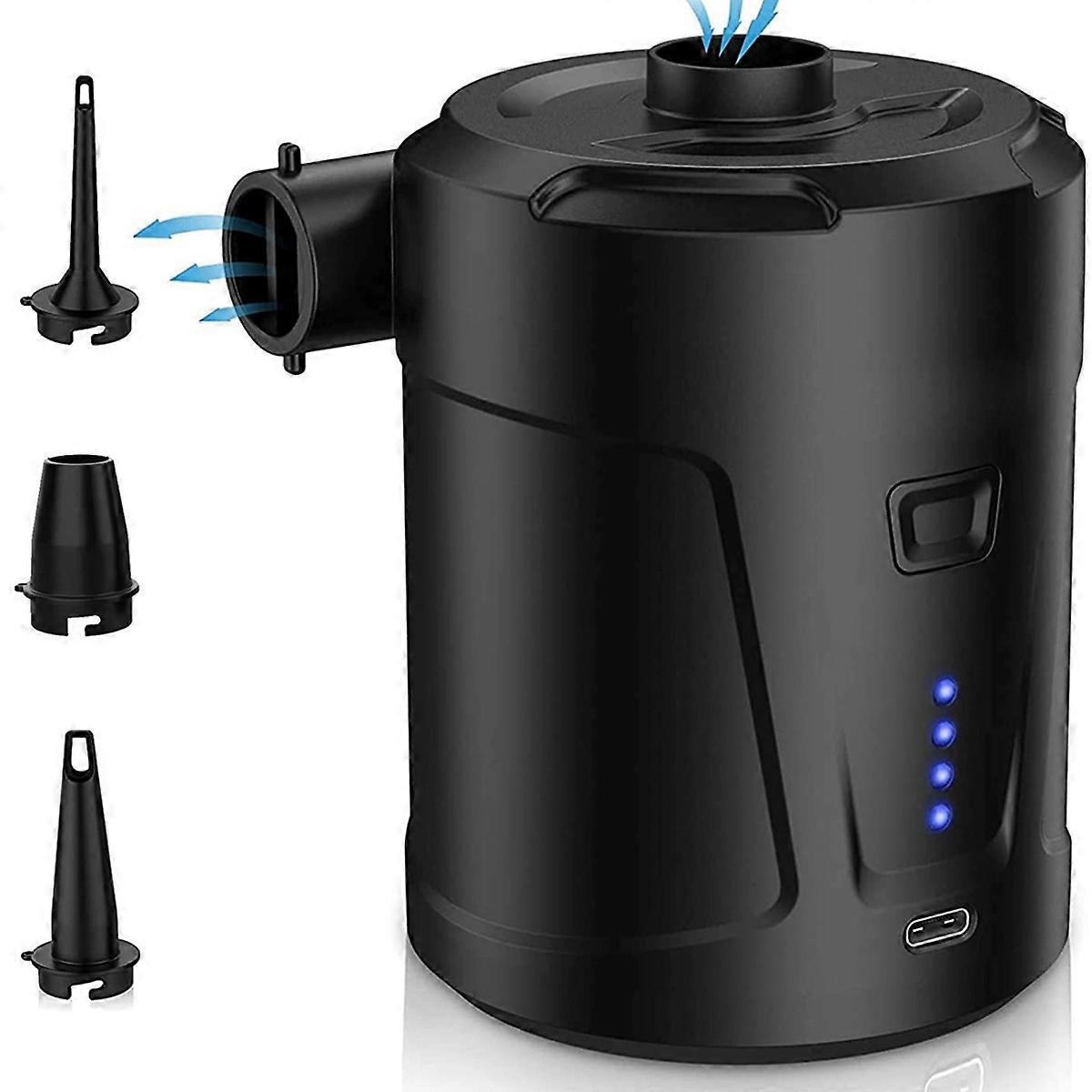 Portable electric inflatable pump for outdoor use.