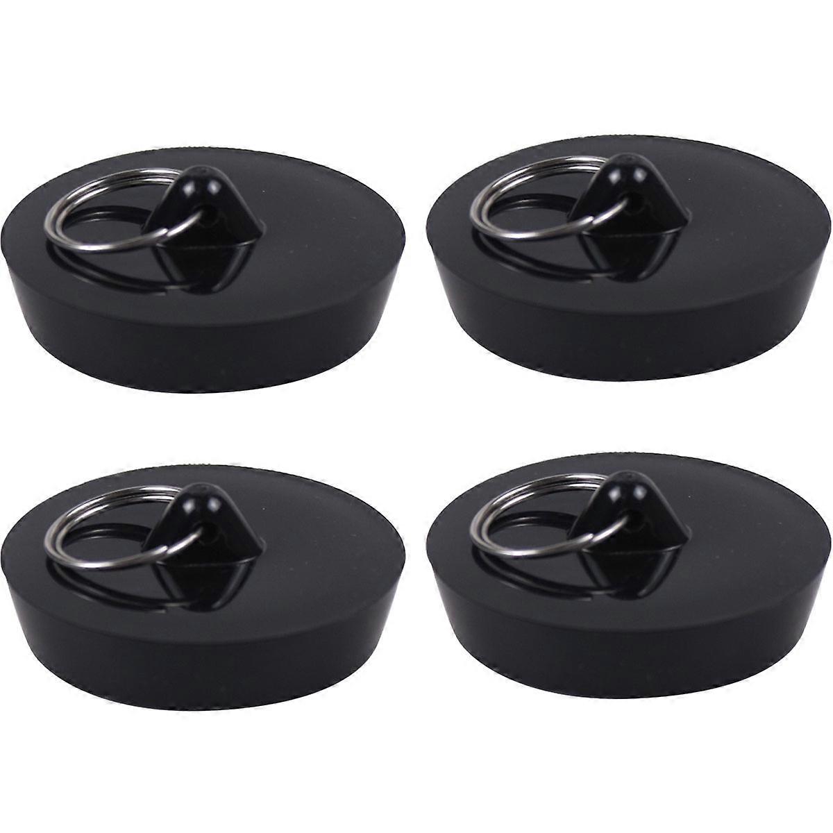 Diskbänkspropp, Byte av diskbänkspropp, Universal Diskbänkspropp, Multifunktionell avtappningsplugg, 4-pack, Svart, Diameter Storlek 42-45,6 mm