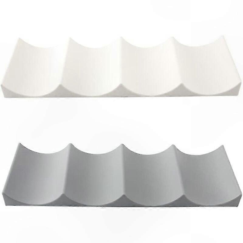 2-Pack Stackable Bottle Organizer for Kitchen and Fridge, Durable Plastic Wine Rack Shelf in White/Grey