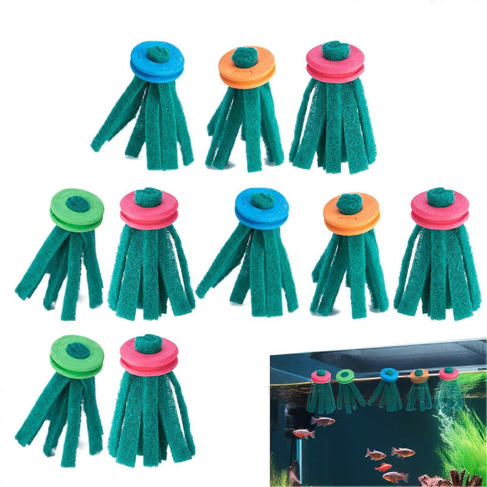 Spawning Mop for Aquarium, Breeding Mop Set, 10 Pieces, Reusable Swimming Tool with Foam Ring for Rainbow Fish Water Tank