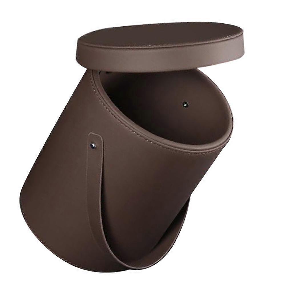 Auto Garbage Can Pu Car Trash Can Vehicles Brown Portable Odor Containment 1Set