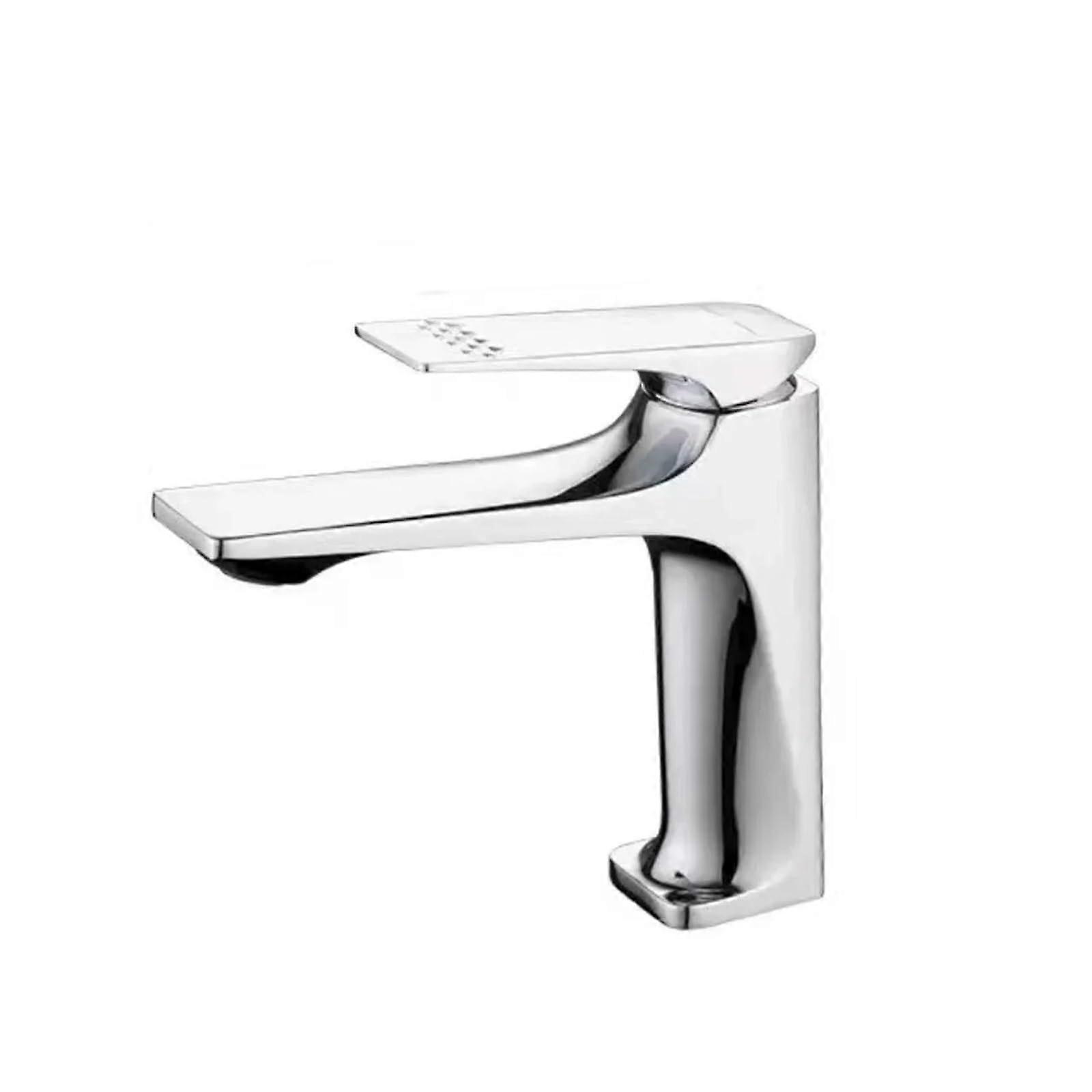 Brass Core Bathroom Sink Faucet, Single Lever Mixer, Hot and Cold Water, Countertop G9/16 Silvery