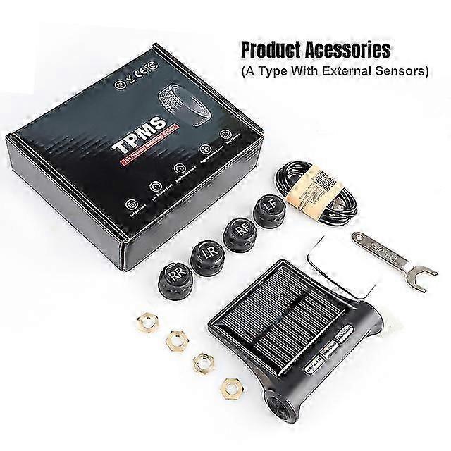 Tire Pressur Solar Power TPMS Car Tire Pressure Monitoring System L...