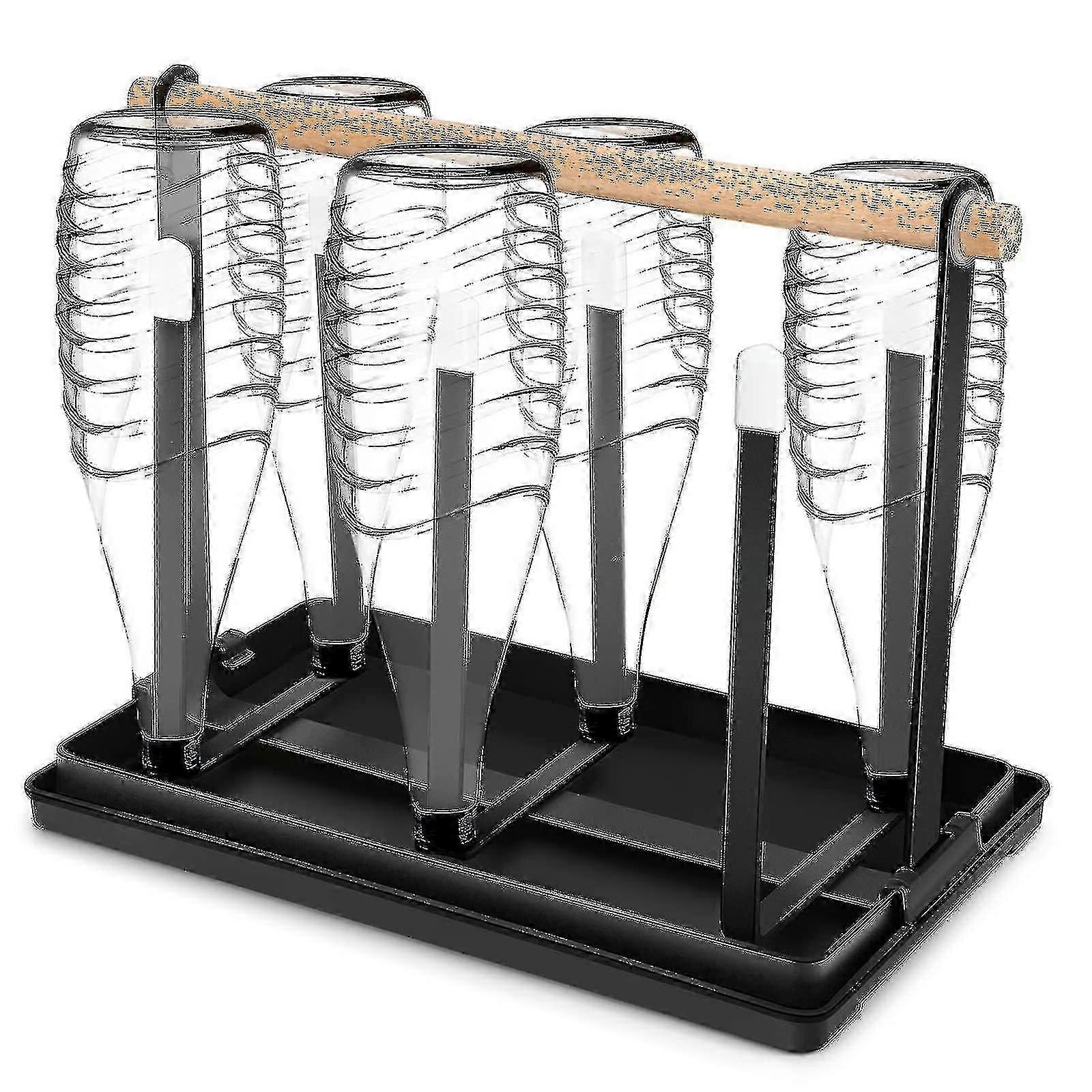 For flaskeholder Sodastream, 6 flaskestativ, dryppstativ, flasker, metalldreneringsstativ, flasker, koppholder med dryppbrett for flasker og kopper (svart)