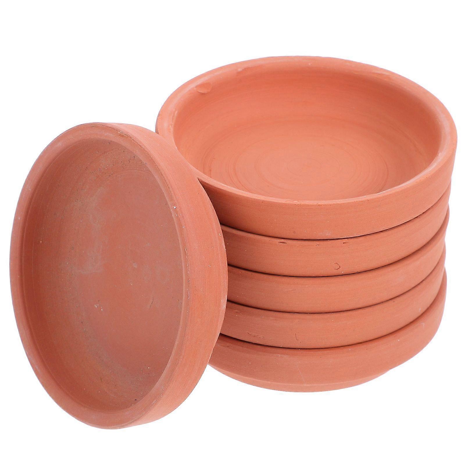 실내 식물용 6pcs 화분 접시 물받이 화분 화분 물 포수 도자기 트레이 화분 바닥 플레이트 가정 원예 용품