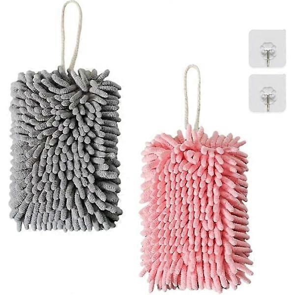 Hanging Towel, Soft Plush Microfiber, Super Absorbent Quick Drying with Loop (2 Pieces)
