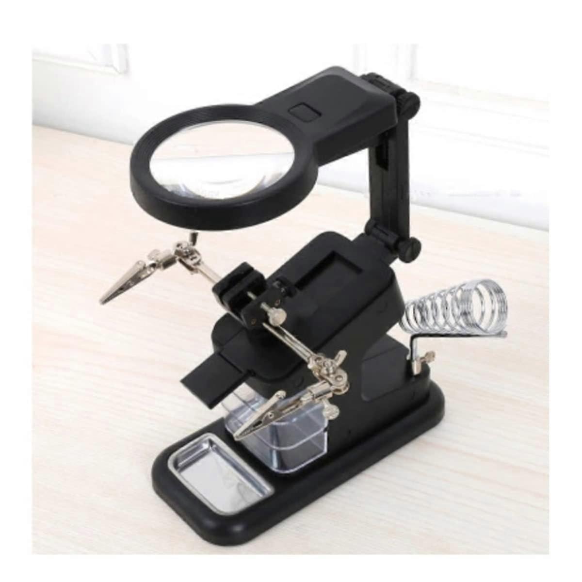 Microscope Soldering Magnifier 3X 4.5X 25X USB Illuminated 10 LED Clip Magnifier For Welding Iron And Phone Black