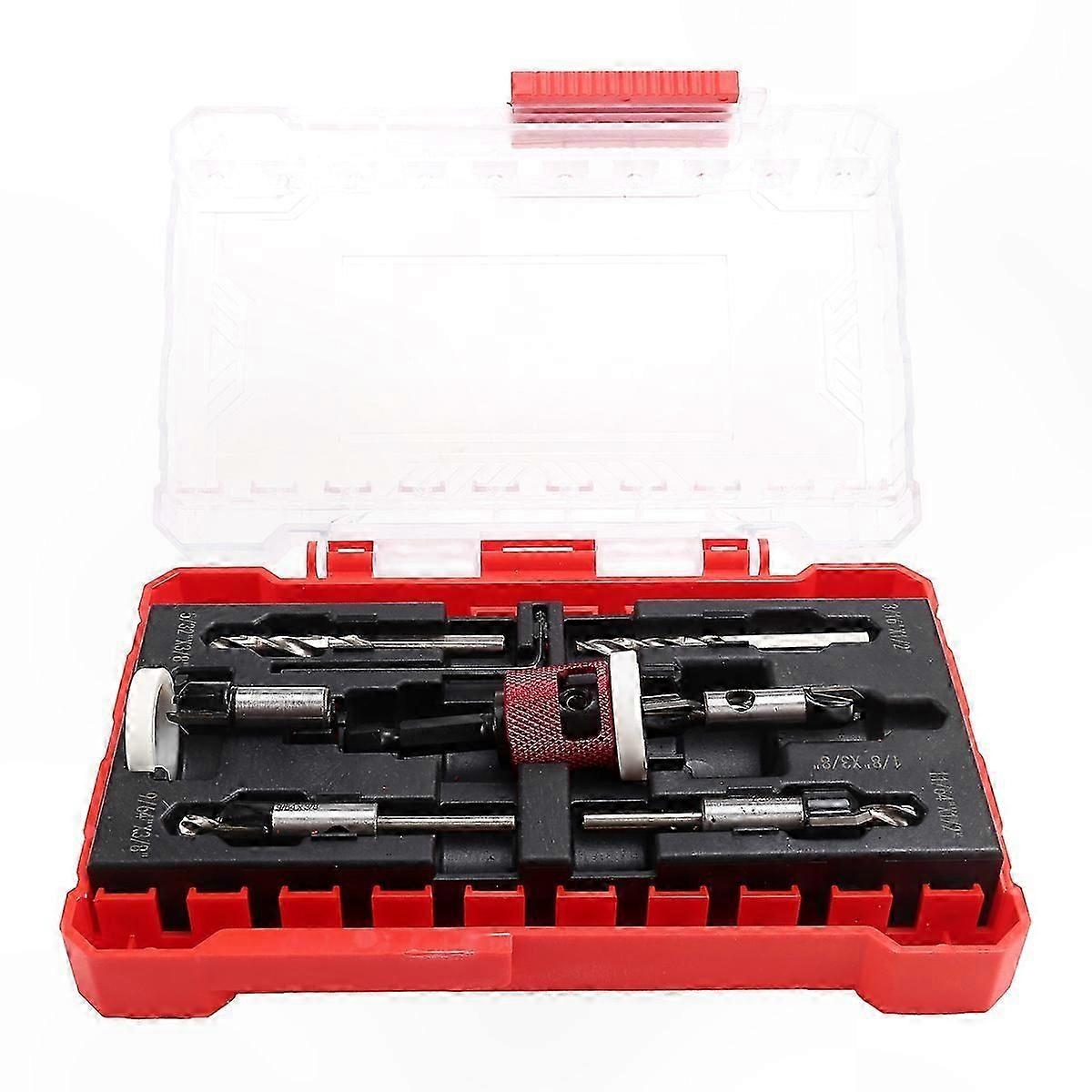 5-Piece Countersink Drill Bit Kit with Depth Control and Reduced Friction