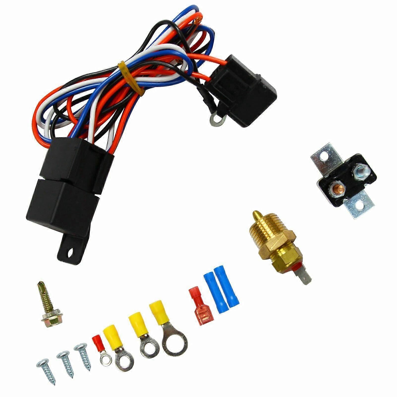 3/8 Inch Electric Engine Fan Thermostat Temperature Relay Switch Sensor Kit for 175-185 Degree Compatibility