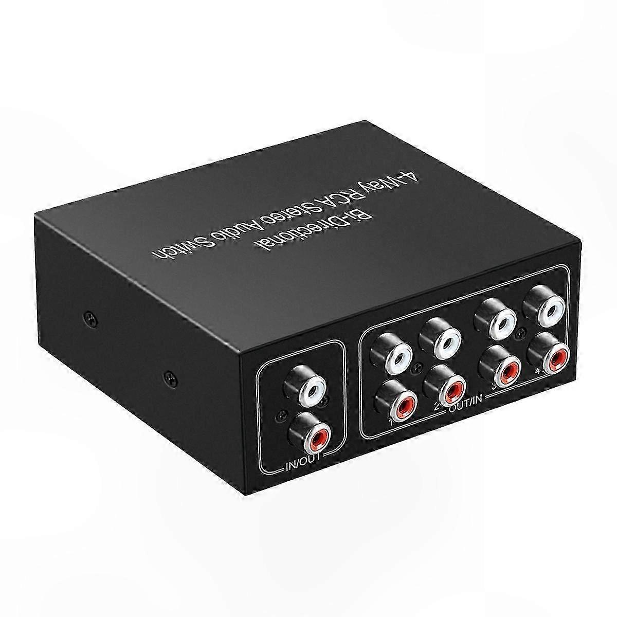 4-Port Bi-Directional Audio Switch Box with Rotary Control for R/L Audio Devices