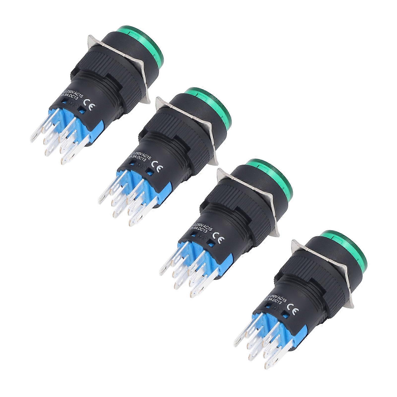 25Pcs Self Locking Push Button Switch ABS Brass Round Jog Buttons Switches 8 Pins