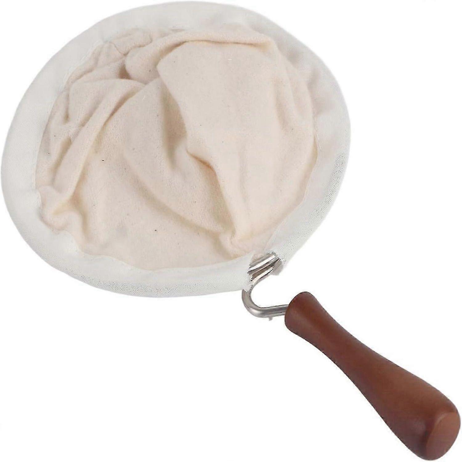 Coffee Filter Handmade Reusable Cafe Flannel Cloth Filter Bag Coffee Sock with Wooden Handle(Large) -HK908