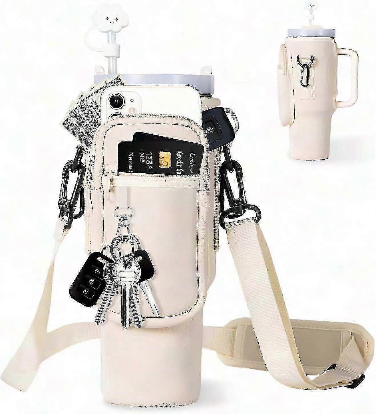 ستانلي 40/30 أوقية بهلوان زجاجة ماء النيوبرين حقيبة حمل مع جيب الهاتف ، حزام قابل للتعديل ، حقيبة حامل غطاء القش