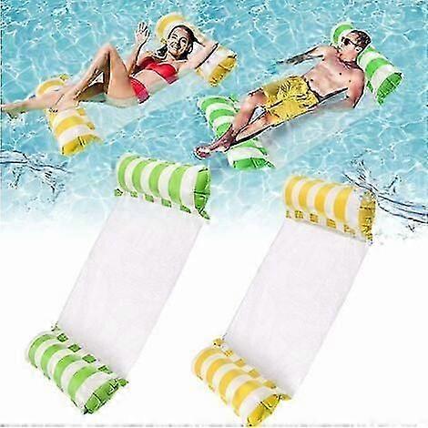 Inflatable Floating Pool Hammock 2 Pcs Foldable Lounge Chair Water Mat