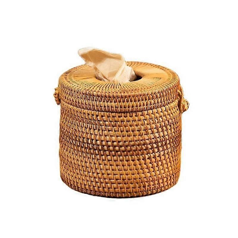 Round Rattan Tissue Box Vine Roll Holder