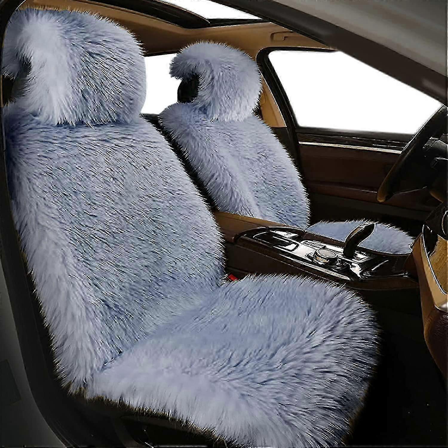 Authentic Australian Sheepskin Seat Covers with Sleek Design, Soft Long Wool for Full Size Cars - Winter Seat Cushion Cover Protector