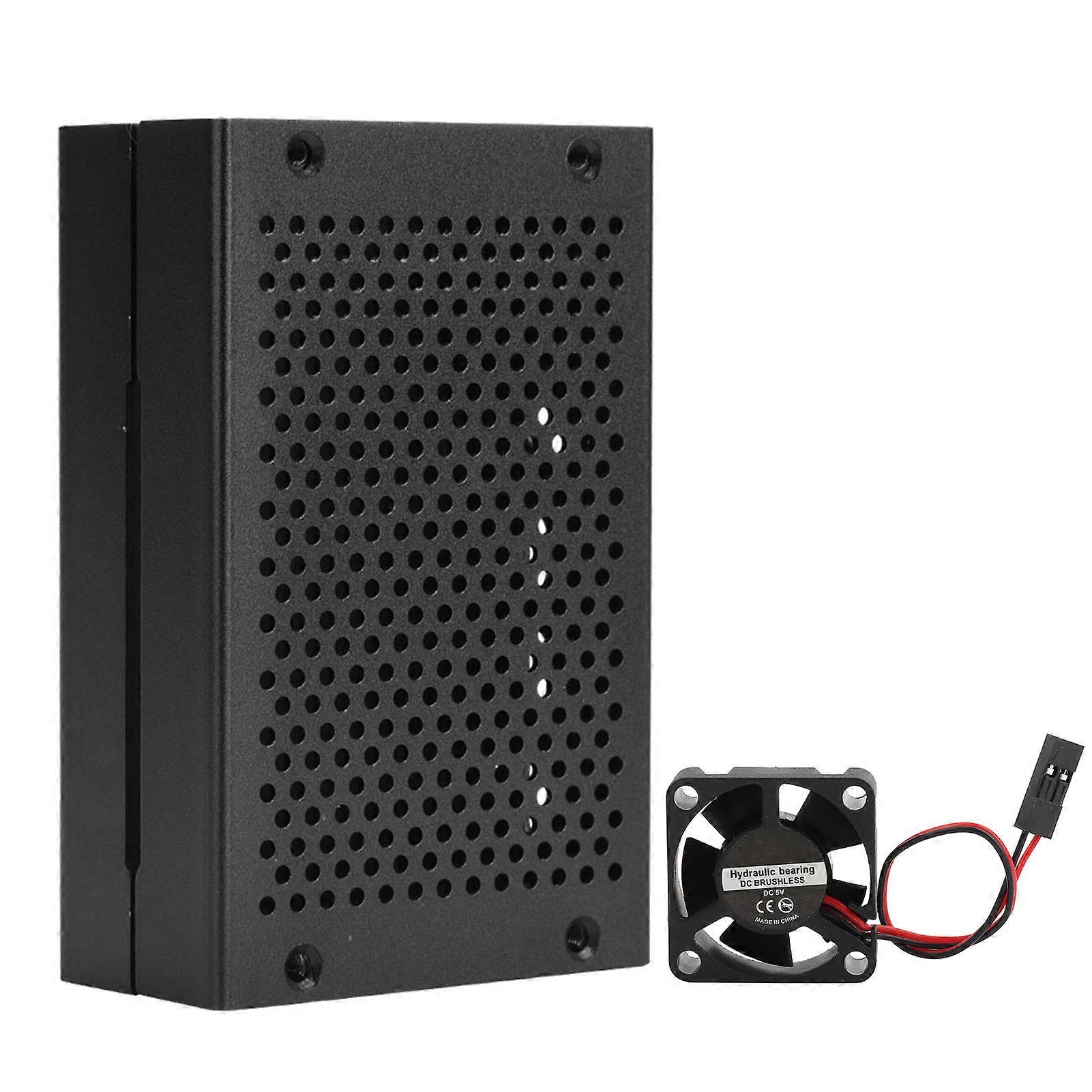 Aluminum Alloy Protective Shell Protective Metal Shell for Raspberry Pi 4(Black ; Set 2)