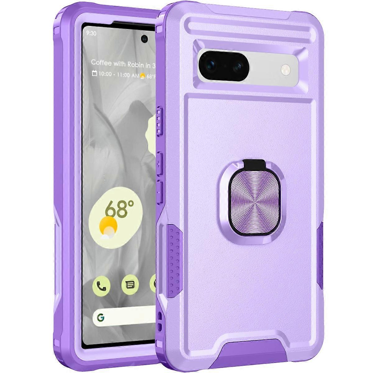For Google Pixel 8a Case Slim-Fit Hard PC+Silicone Rotatable Kickstand Protective Cover