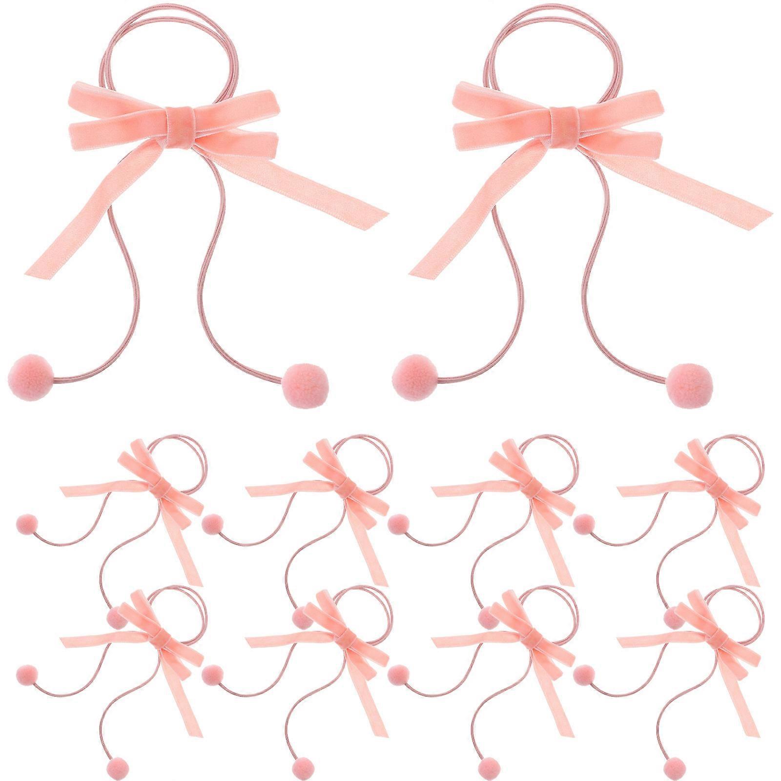 Elastic Ponytail Holders for Girls Plush Bow Hair Ties 48Pcs Set