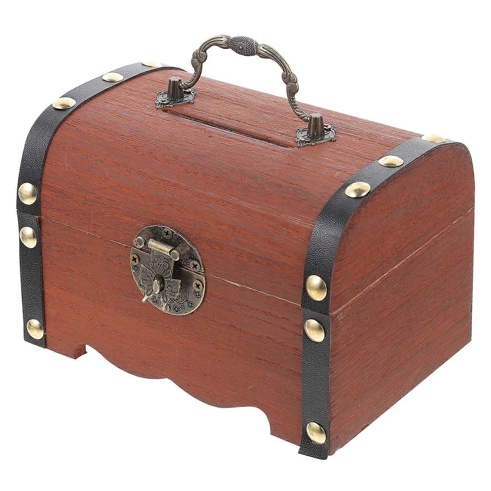 Black Wooden Money Box Coin Change Container Retro Style Storage Case for Adults Ideal for Home and Office Use 1Pack