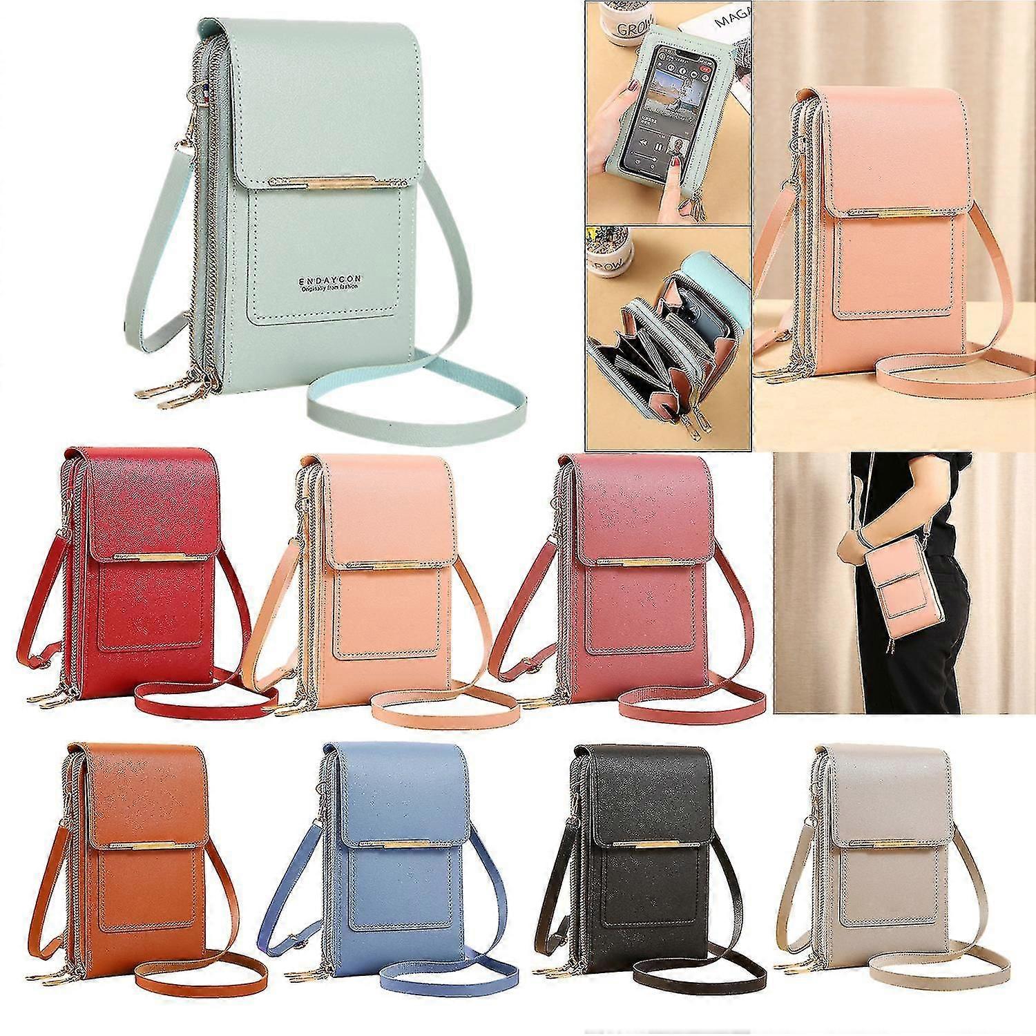 Stöldskyddsläder Crossbody Väska för kvinnor Tjejer, Handväskor Plånböcker Läder Phone Purse med lång rem, RFID-blockerande crossbody väska-2025