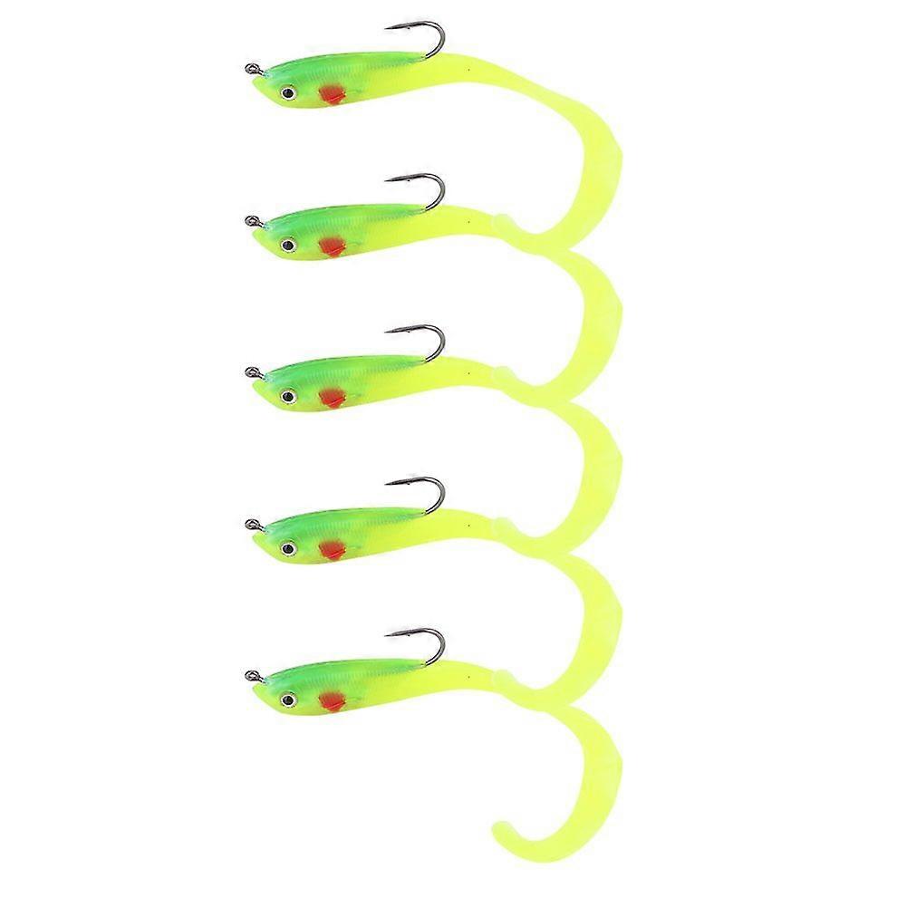 5PCS Fish Lures Artificial Fake Bait Soft Lures Seabass Fishing Tackle with Hook SO050-1